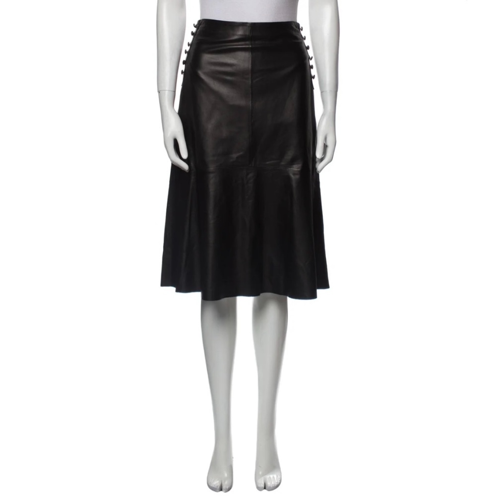 LEWIT Leather Knee-Length Skirt